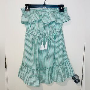New america eagle striped mini dress top removable straps green white sz S